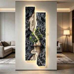 3D Sandstone <strong>Wall</strong> Mural with LED Light and Vase Sandstone <strong>Wall</strong> Art Painting Luxury Luminous <strong>Wall</strong> <strong>Hanging</strong> <strong>Decor</strong> for Living Room - Product Image 4
