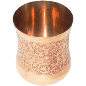 แก้วทัมเบลอร์ทองเหลืองนูนสำหรับงานหัตถกรรม parijat ขนาด3x3x2.2นิ้วสำหรับดื่มน้ำเย็น lassi สำหรับงานแต่งงาน - Product Image 2