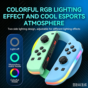 Manette <span class=keywords><strong>de</strong></span> jeu Joy-Con <span class=keywords><strong>Animal</strong></span> <span class=keywords><strong>Crossing</strong></span> vert pastel bleu gauche et droite avec éclairage RGB, fonction Turbo et moteur <span class=keywords><strong>de</strong></span> vibration six axes - Product Image 5