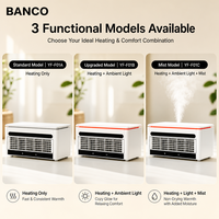 Chauffage portable BANCO en céramique PTC avec mode ventilateur, télécommande et lumière d'ambiance pour bureau et espace de travail