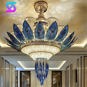 Hiện đại sang trọng lông pha lê LED Đèn chùm IP65 ánh sáng mặt dây chuyền sắt thiết kế cho đám cưới sảnh khách sạn tiệc trang trí hội trường - Product Image 3