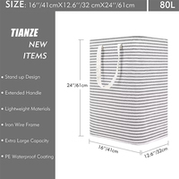 Panier à linge commercial grand format pliable autoportant en tissu imperméable avec poignées de transport pour acheteurs en gros