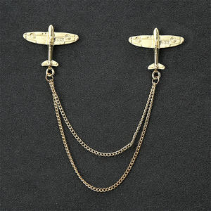 Vintage Moda Avião Tesoura Forma Homens Longa Cadeia Broches Terno dos homens Vestuário Acessórios Ornamento Broche Decorativo Pin - Product Image 3