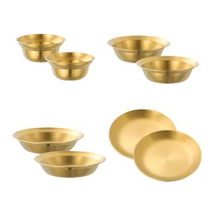 8個セット韓国ステンレス鋼食品ボウルカスタムゴールドとシルバー寿司ディッピングボウルレストラン用 - Product Image 1