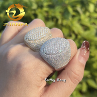 Bague cubaine pour homme en argent 925, entièrement sertie de moissanite, style hip-hop, avec certification GRA