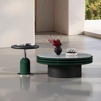 Table basse moderne de luxe en pierre naturelle noire pour salon et maison