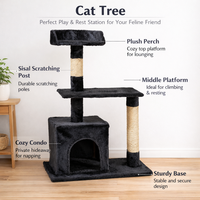 Structure d'escalade pour chat en velours multi-niveaux, durable et écologique, avec poteaux à gratter en sisal et tour d'escalade en peluche pour chatons et chats adultes