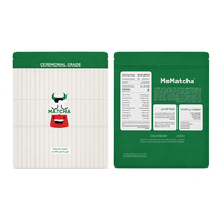 Sacs plats refermables en aluminium brillant haute barrière pour 500g de poudre de matcha bio, sacs Mylar avec design personnalisé
