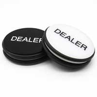 Bouton de croupier en acrylique noir et blanc double face 75*20mm pour accessoires de table de casino, jeu de poker Texas Hold'em