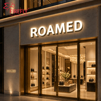Enseigne personnalisée en lettres lumineuses LED à éclairage frontal, en acier inoxydable brossé, côtés en acrylique, étanche pour extérieur, signalétique de logo pour devanture de magasin