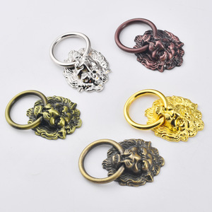 Lion Head Cabinet Door Handles Zinc Alloy Brushed Bronze <b>Red</b> Silver Gold Chinese Style Hardware Handle B-447 - Product Image 3