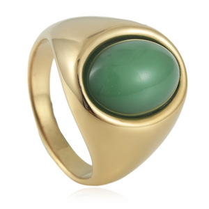 Anillo de Piedra Natural Ovalada de Oro Amarillo para Hombre, Diseño Geométrico, Joyería de Regalo, 24 mm - Product Image 5