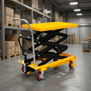 Plataforma elevadora de tijera eléctrica estacionaria, capacidad de carga 1000 kg, dimensiones 1300 x 820 mm, para elevación y transporte - Product Image 1
