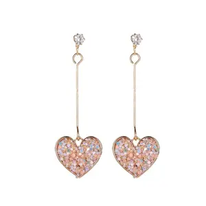 new artificial hot sale diamond hanging fashion heart earring