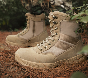 Bottes tactiques de randonnée, de montagne et de camping DF0501 marron kaki, en daim et cuir de vache, semelle en caoutchouc, fabriquées en CN/GUA - Product Image 4