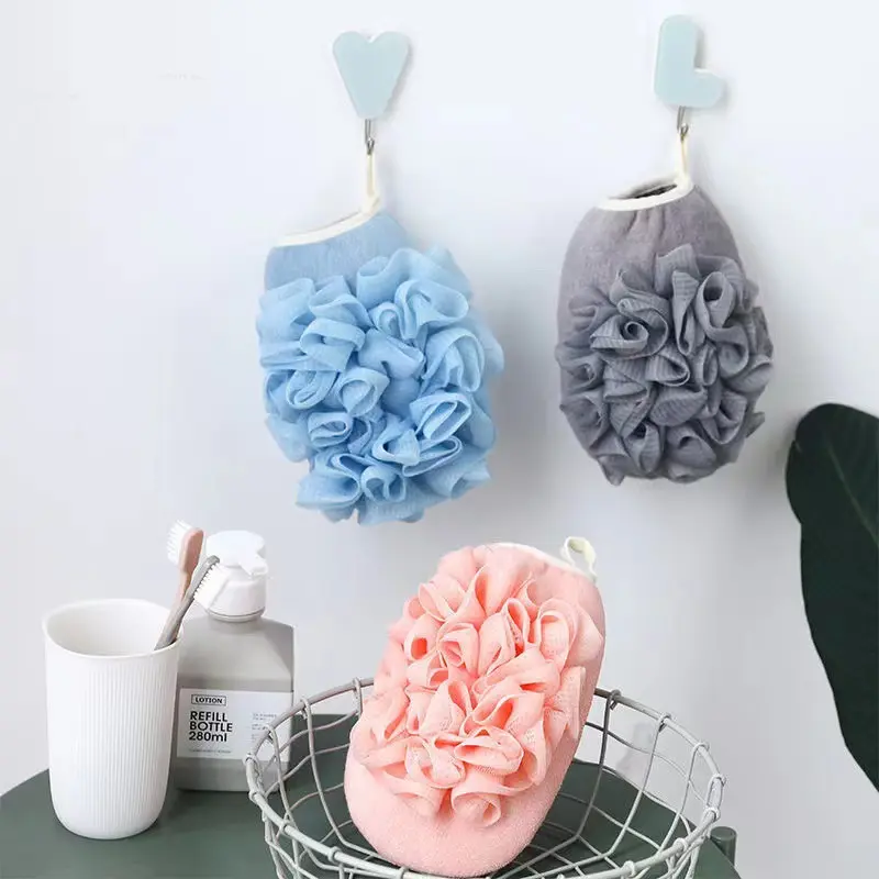 Biểu Tượng Tùy Chỉnh Hai Mặt Than Tre Tắm Bọt Biển Tắm Vòi Hoa Sen Loofah Pouf Bóng Fluffy Lưới Puffs Và Găng Tay Tắm