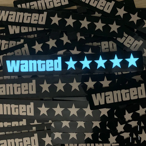 Venta caliente personalizado El Light up Led Car Window parabrisas pegatinas 5 Star Wanted Led <span class=keywords><strong>Instagram</strong></span> Panel para coche - Product Image 5