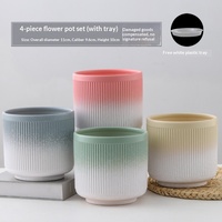 Pot de fleurs en céramique à rayures verticales de style nordique minimaliste, taille moyenne/grande, pour la maison, le bureau, le balcon, la table, Phalaenopsis
