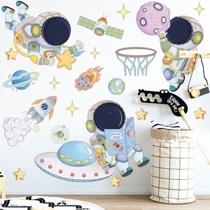 Papier peint mural PVC écologique et imperméable pour <span class=keywords><strong>chambre</strong></span> de garçon, décoration murale créative DIY, thème espace, planètes et astronautes - Product Image 4
