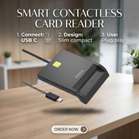 Adaptor Pembaca Kartu SIM EMV IC ID Pintar Plastik ABS USB Type-C Slot Tunggal Laris untuk Penggunaan Laptop Desktop Perbankan