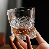 Gobelets à liqueur en verre transparent vintage à l'ancienne Verres à roche gaufrés Gobelets à whisky