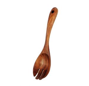 Juego de tenedores y cucharas para ensalada con mango largo, juego de cucharas para servir de madera de acacia - Product Image 3