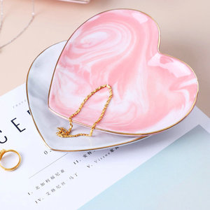 Qushine Square Gold Ring Dish Trinket Tray <strong>Ceramic</strong> <strong>Jewelry</strong> Plate - Product Image 6