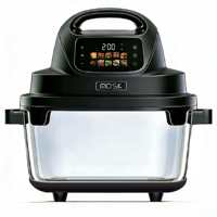 Friteuse à air numérique électrique 6L en verre transparent avec écran LCD, options de taille double, sans huile, multifonctionnelle pour cuisine, extérieur et hôtel