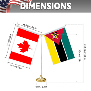 Bandiera da tavolo a forma di Y con Base in metallo per decorazioni Mini bandiera personalizzabili (bandiera del Canada e del Mozambico) - Product Image 2