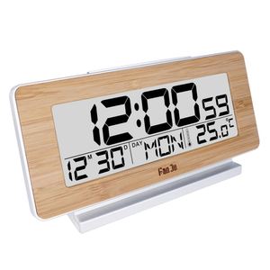 Wooden Alarm Clock Digital Thermometer Wall Decor Time Date Week Temperature Monitor Wireless Aroma Diffuser with Aarm Clock - Product Image 1