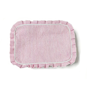 Rosa Rüschen-Kosmetiktasche, 25 Stück, GA-Lager, Seersucker-Make-up-Tasche, Reise-Reißverschlusstasche DOM-2898 - Product Image 6