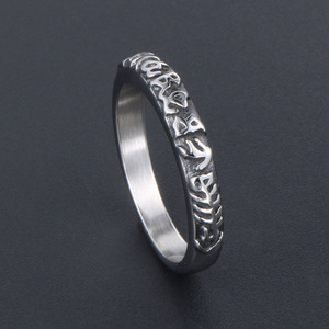 Vintage Women's <b>Ring</b> <b>Thin</b> Titanium Steel Letter Design Tibetan Style SA916 Gift Jewelry - Product Image 3