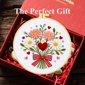 Kit de Punto de Cruz para Principiantes, Decoración del Hogar Hecha a Mano y Ecológica con Bordado de Flores, 20*20cm, Color Blanco - Product Image 2