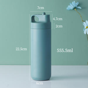 Термоизолированная бутылка для воды на 18 унций с 2-в-1 крышкой Складная соломинка сохраняет холодную герметичность в подстаканнике термос из нержавеющей стали - Product Image 2