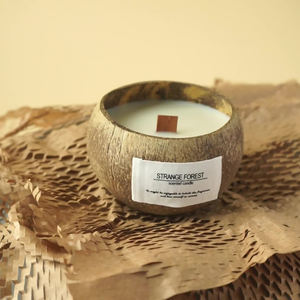 Fourniture d'usine en gros fait à la main décoration de la maison de luxe coquille de noix de coco bols bougie mèche en bois bougie parfumée - Product Image 4