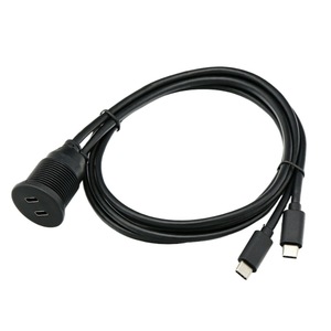 Dual-port Type-C Male To Female Waterproof <b>Cable</b> <b>USB</b> 3.1 Data Extension For Automotive Marine RV Dashboard Panels - Product Image 1