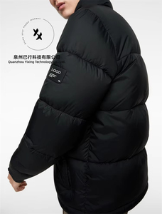 Veste matelassée en coton personnalisée avec logo pour homme, manteau d'hiver rembourré à bulles, noir, polyester, pour l'extérieur - Product Image 2