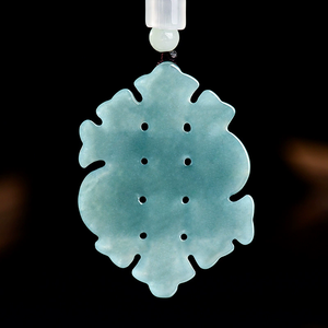 Pendentif nœud chinois authentique en jadéite naturelle bleu eau, à huit faces, qualité glace, bijou en jade pour hommes et femmes - Product Image 1