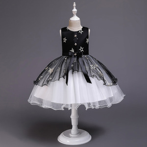 Girls Princess Dress A-Line Satin Tulle Skirt Green Star Embroidery Performance Wear - Product Image 2