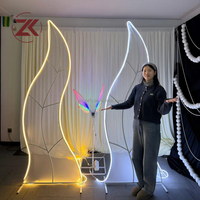 ZKAI Lumière décorative LED en forme d'algues lumineuses en métal pour scène de mariage, fond en métal, arche de fond en fer, lumière de mariage