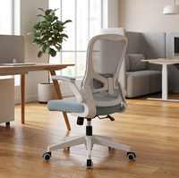 Chaise de bureau ergonomique de direction avec dossier en maille, appui-tête et accoudoirs réglables, design moderne en tissu pour bureau à domicile et chambre