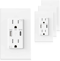 Prise murale à port USB 5.0A Type A & C approuvée par l'ETL Prise TR duplex 15A Charge à grande vitesse 2 prises secteur industrielles 2 ports USB