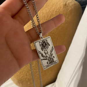 Collar Esotérico Retro de Cartas del Tarot Joyería Estética de Acero Inoxidable Colgante de los Arcanos Mayores Amuleto de Buena Suerte - Product Image 2
