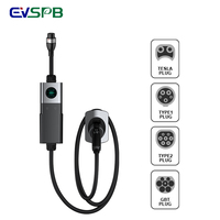 Chargeur de véhicule électrique mobile EVSPB Q21 avec application Wifi, prises NEMA5-15 NEMA14-50, kit de type 1 rouge CEE type 2, adaptateurs multiples, chargeur de véhicule électrique portable 22kW
