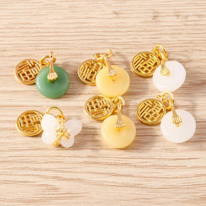 Weny, 10 piezas por paquete: Collar con colgante <span class=keywords><strong>de</strong></span> <span class=keywords><strong>jade</strong></span> con el caracter Fu, estilo étnico y nacional retro chino. - Product Image 1