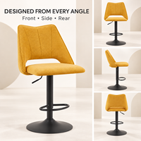 Tabourets de comptoir confortables avec revêtement en tissu orange et assise en mousse, design nordique créatif et simple, pivotants en acier inoxydable