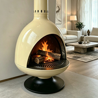Cheminée suspendue à bois écologique à flamme réelle pour salon et villa