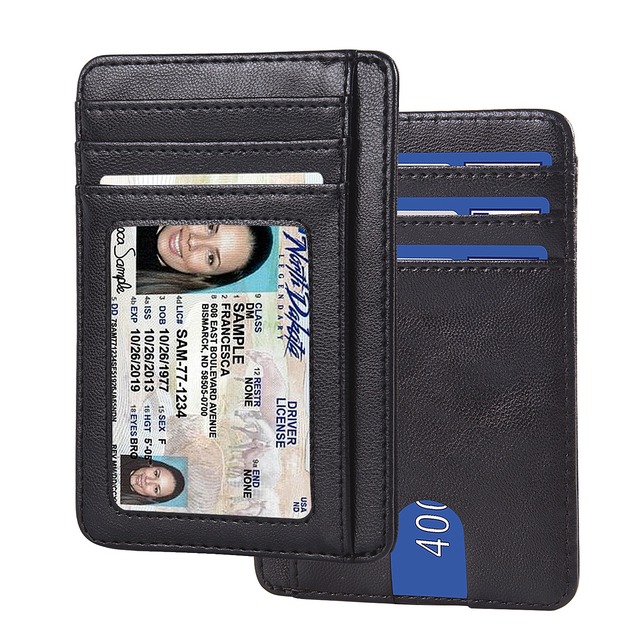 Factory Supply Custom Minimalist PU Leather Cards Wallet with ID Window Slim Credit Card ID Card Holder