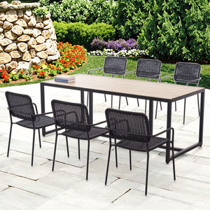 Ensemble de table et chaises de café rectangulaires en fer, résistantes à l'eau, durables et anti-UV, pour usage hôtelier - Product Image 5