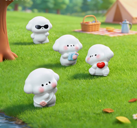 Figurines en résine de chiot blanc mignon kawaii, miniatures décoratives pour tableau de bord de voiture, bureau et jardin féerique
